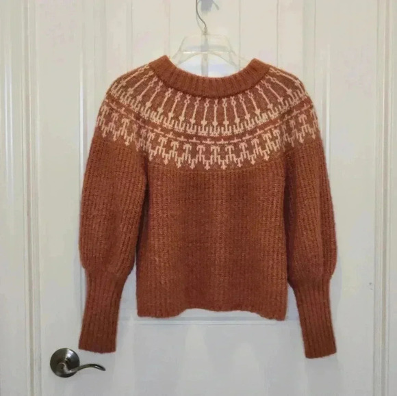 Universal Thread chunky cropped long capped sleeve orange winter sweater size s - Picture 4 of 10